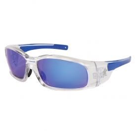 MCR Safety SR148B Swagger SR1 Safety Glasses - Clear Frame - Blue Diamond Mirror Lens