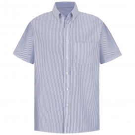Red Kap SR60 Men\'s Executive Oxford Dress Shirt - Short Sleeve - Blue/White Stripe
