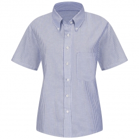 Red Kap SR61 Women\'s Executive Oxford Dress Shirt - Short Sleeve - Blue/White Stripe