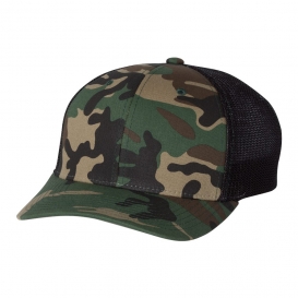 Richardson 110 Fitted Trucker Hat with R-Flex - Army Camo/Black