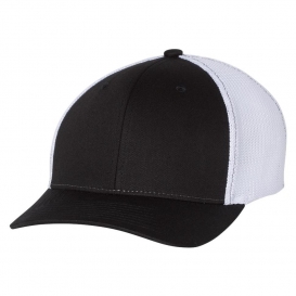 Richardson 110 Fitted Trucker Hat with R-Flex - Black/White 