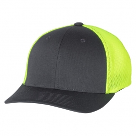 Richardson 110 Fitted Trucker Hat with R-Flex - Charcoal/Neon Yellow