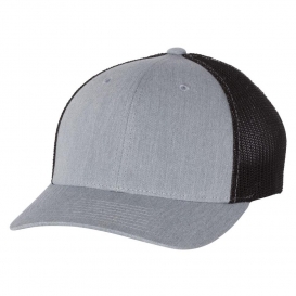 Richardson 110 Fitted Trucker Hat with R-Flex - Heather Grey/Black