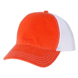 Richardson 111 Garment-Washed Trucker Cap - Orange/White