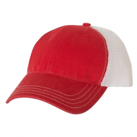 Richardson 111 Garment-Washed Trucker Cap - Red/White
