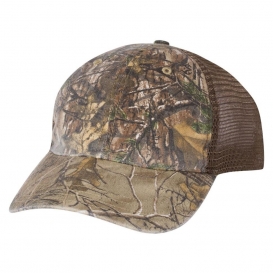 Richardson 111P Washed Printed Trucker Hat - Realtree Edge/Brown