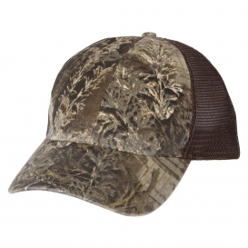 Richardson 111P Washed Printed Trucker Hat - Realtree Max-1/Brown