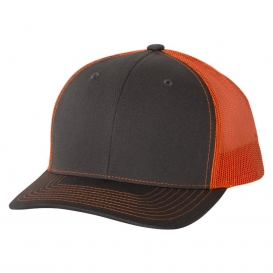 Richardson 112 Snapback Trucker Cap - Charcoal/Orange