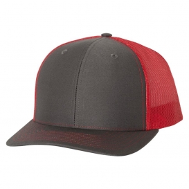 Richardson 112 Snapback Trucker Cap - Charcoal/Red