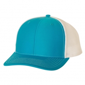 Richardson 112 Snapback Trucker Cap - Cyan/White