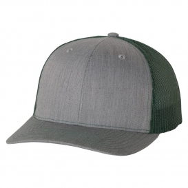 Richardson 112 Snapback Trucker Cap - Heather Grey/Dark Green