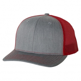 Richardson 112 Snapback Trucker Cap - Heather Grey/Red