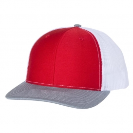 Richardson 112 Snapback Trucker Cap - Red/White/Heather Grey