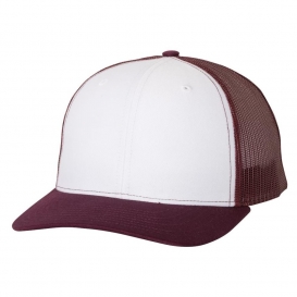 Richardson 112 Snapback Trucker Cap - White/Maroon