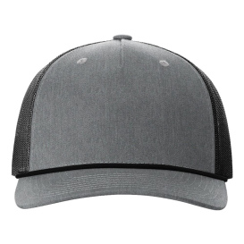 Richardson 112FPR Five Panel Trucker Rope Cap - Heather Grey/Black