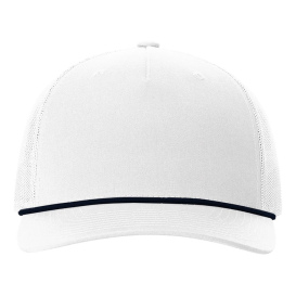 Richardson 112FPR Five Panel Trucker Rope Cap - White/Navy 