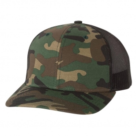 Richardson 112P Patterned Snapback Trucker Cap - Army Camo/Black