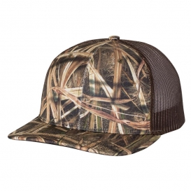 Richardson 112P Patterned Snapback Trucker Cap - Mossy Oak Blades/Brown