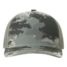 Richardson 112PFP Five Panel Printed Trucker Cap - Digital Camo/Light Green