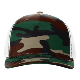 Richardson 112PFP Five Panel Printed Trucker Cap - Green Camo/White