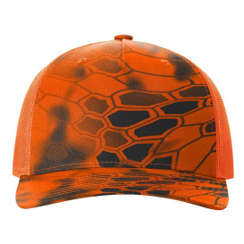 Richardson 112PFP Five Panel Printed Trucker Cap - Kryptek Inferno/Blaze Orange