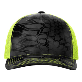 Richardson 112PFP Five Panel Printed Trucker Cap - Kryptek Typhon/Neon Yellow 