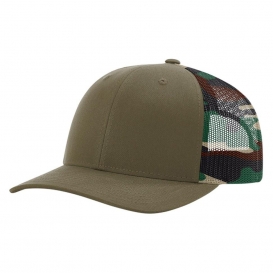 Richardson 112PM Printed Mesh-Back Trucker Cap - Loden Green/Camo