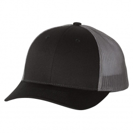 Richardson 115 Low Pro Trucker Cap - Black/Charcoal