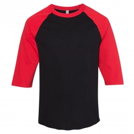 ALSTYLE 1334 Classic Raglan 3/4 Sleeve T-Shirt - Black/Red