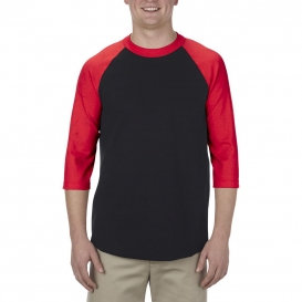 ALSTYLE 1334 Classic Raglan 3/4 Sleeve T-Shirt - Black/Red