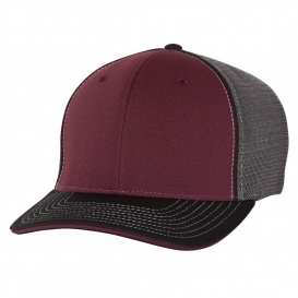 Richardson 172 Fitted Pulse Sportmesh Cap with R-Flex - Maroon/Charcoal/Black Tri