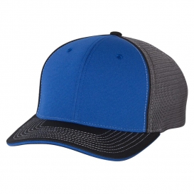 Richardson 172 Fitted Pulse Sportmesh Cap with R-Flex - Royal/Charcoal/Black Tri