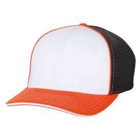 Richardson 172 Fitted Pulse Sportmesh Cap with R-Flex - White/Black/Orange Tri