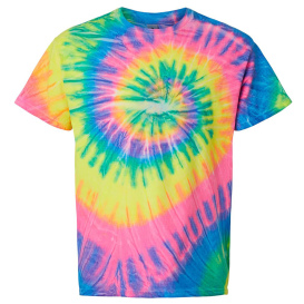 Dyenomite 200MS Multi-Color Spiral Short Sleeve T-Shirt - Fluorescent Rainbow Swirl