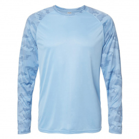 Paragon 216 Cayman Performance Camo Colorblock Long Sleeve T-Shirt - Blue Mist