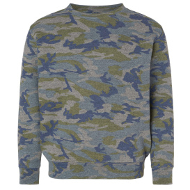 LAT 2225 Youth Elevated Fleece Crewneck Sweatshirt - Vintage Camo
