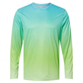 Paragon 225 Barbados Performance Pin Dot Long Sleeve T-Shirt - Aqua Blue/Light Lime