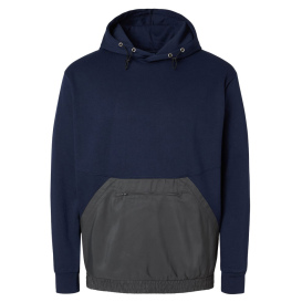 MV Sport 23112 Mixed Media Hooded Sweatshirt - Navy/Charcoal 