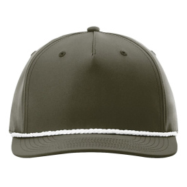 Richardson 258 Five Panel Classic Rope Cap - Dark Olive Green/White