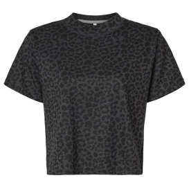 LAT 3518 Women\'s Boxy Tee - Black Leopard