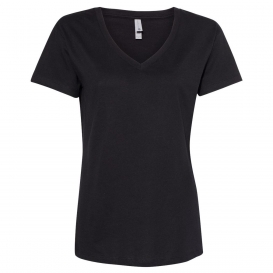 Next Level 3940 Women\'s Fine Jersey Relaxed V T-Shirt - Black