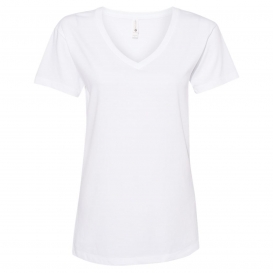 Next Level 3940 Women\'s Fine Jersey Relaxed V T-Shirt - White