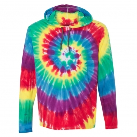 Dyenomite 430VR Tie Dye Hooded Pullover T-Shirt - Classic Rainbow Spiral