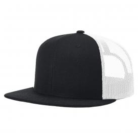 Richardson 511 Wool Blend Flat Bill Trucker Cap - Black/White