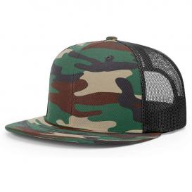 Richardson 511 Wool Blend Flat Bill Trucker Cap - Green Camo/Black