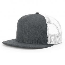 Richardson 511 Wool Blend Flat Bill Trucker Cap - Heather Charcoal/White