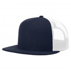 Richardson 511 Wool Blend Flat Bill Trucker Cap - Navy/White