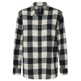 Burnside 5215 Women\'s Boyfriend Flannel - Ecru/Black Buffalo