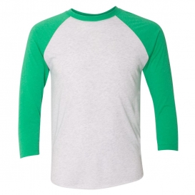 Next Level 6051 Unisex Tri-Blend Three-Quarter Sleeve Raglan - Envy/Heather White