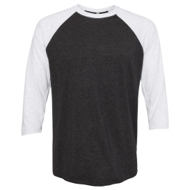 Next Level 6051 Unisex Tri-Blend Three-Quarter Sleeve Raglan - Heather White/Vintage Black